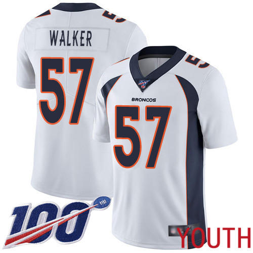 Youth Denver Broncos #57 Demarcus Walker White Vapor Untouchable Limited Player 100th Season Football NFL Jersey->women nfl jersey->Women Jersey